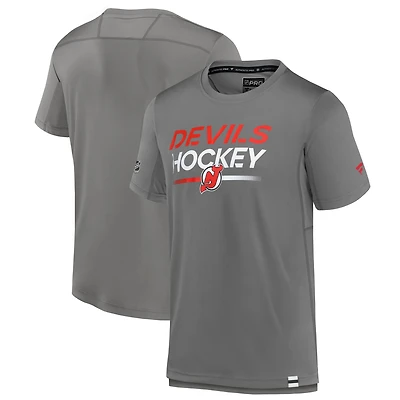 Men's Fanatics  Gray New Jersey Devils Authentic Pro Tech T-Shirt