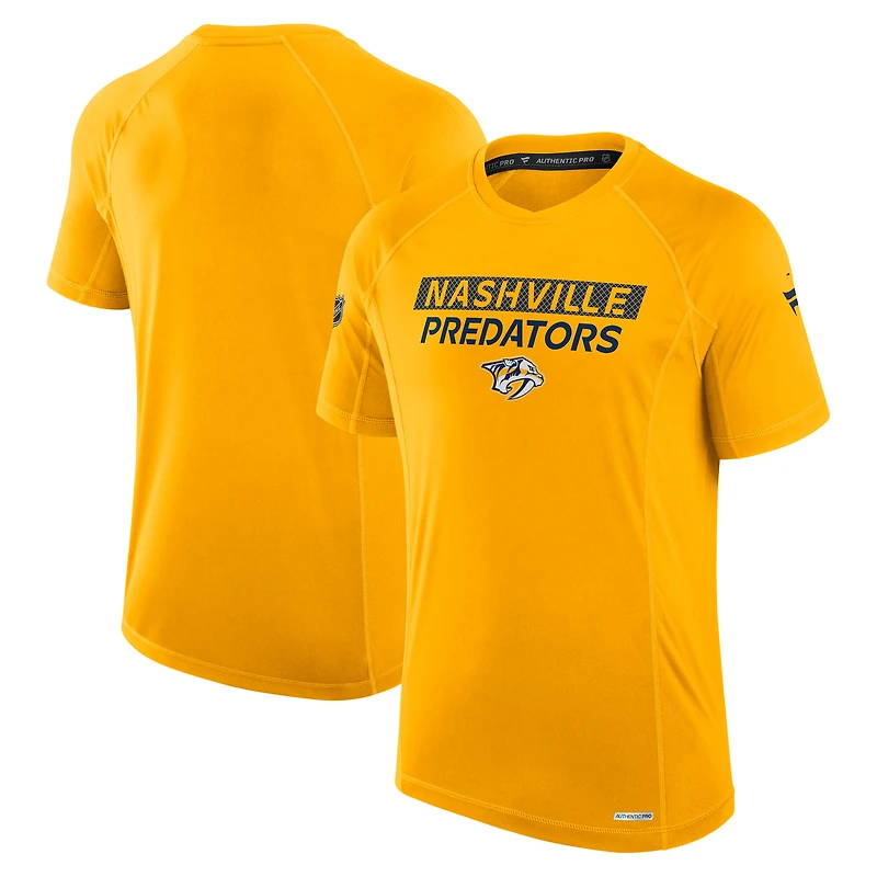 Men's Fanatics Gold Nashville Predators Authentic Pro Rink Tech T-Shirt