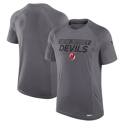 Men's Fanatics Gray New Jersey Devils Authentic Pro Rink Tech T-Shirt