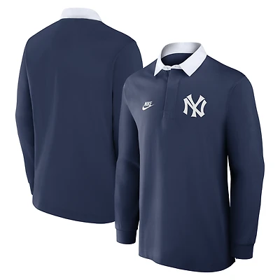 Men's Nike Navy New York Yankees Rugby Long Sleeve Top