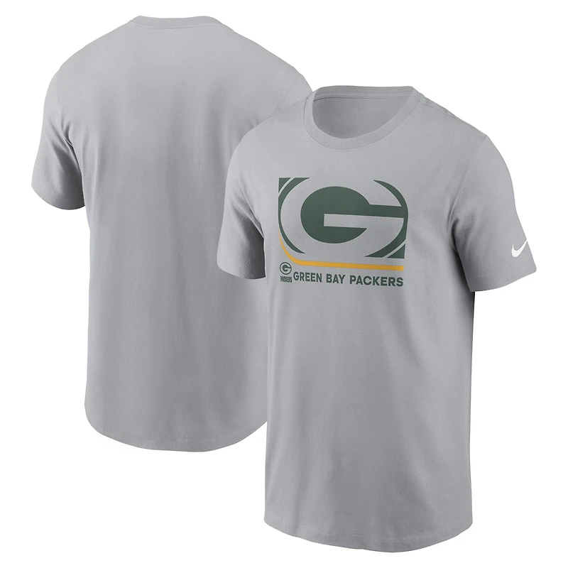 Men's Nike Gray Green Bay Packers Lockup Essential T-Shirt
