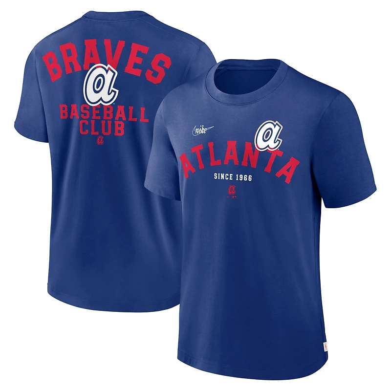 Men's Nike Royal Atlanta Braves Cooperstown Collection Rewind Slogan T-Shirt