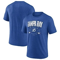 Men's Fanatics  Heather Blue Tampa Bay Lightning Cross Sticks Tri-Blend T-Shirt