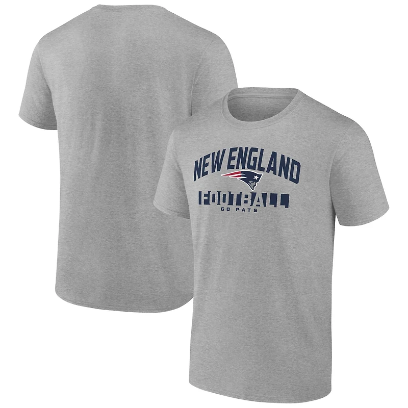 Men's Fanatics Heather Gray New England Patriots Screen Blocking T-Shirt
