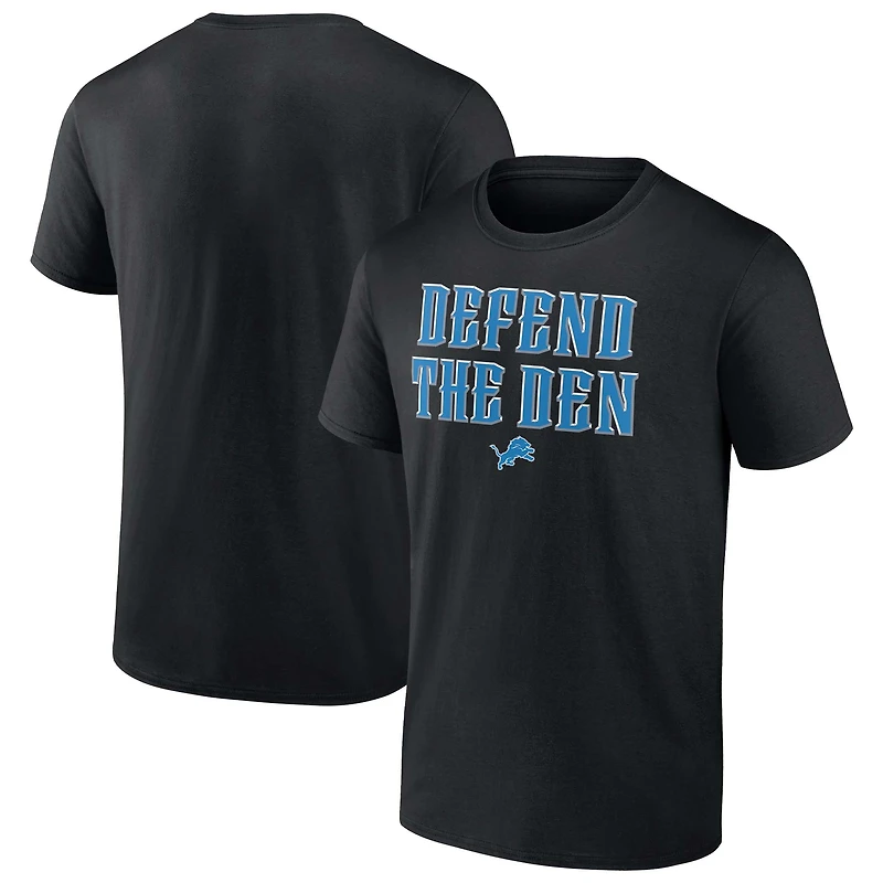 Men's Fanatics Black Detroit Lions Defend the Den T-Shirt