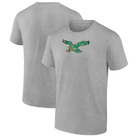 Men's Fanatics  Heather Gray Philadelphia Eagles Distressed Throwback Logo T-Shirt