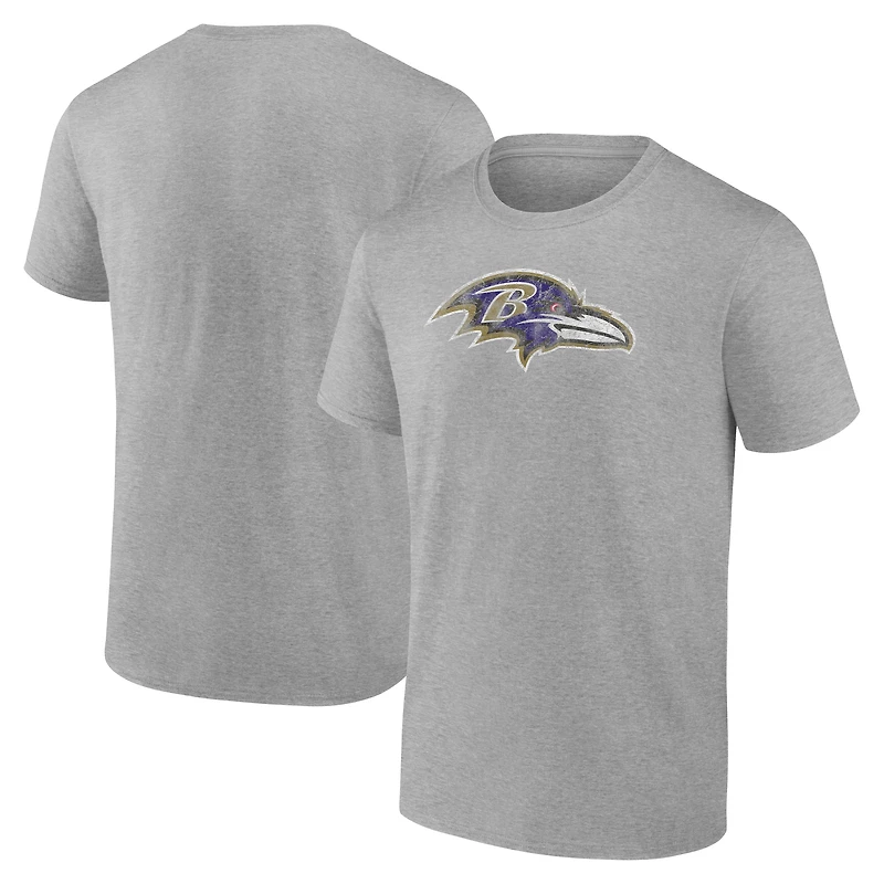 Men's Fanatics  Gray Baltimore Ravens Distressed Throwback Logo T-Shirt