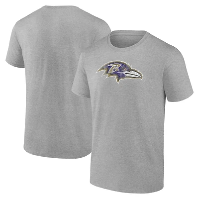 Men's Fanatics  Gray Baltimore Ravens Distressed Throwback Logo T-Shirt