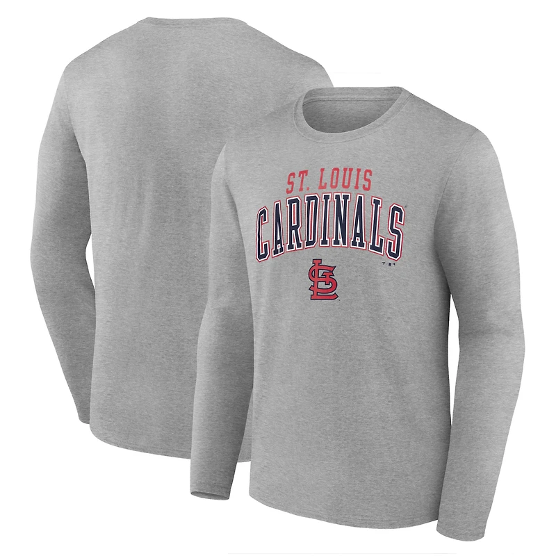 Men's Fanatics Heather Gray St. Louis Cardinals Iconic Logo Long Sleeve T-Shirt