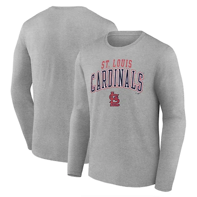 Men's Fanatics Heather Gray St. Louis Cardinals Iconic Logo Long Sleeve T-Shirt
