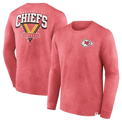 Men's Fanatics  Heather Red Kansas City Chiefs Heritage Snow Wash Long Sleeve T-Shirt