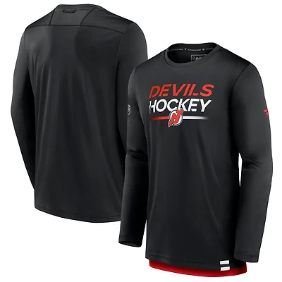 Men's Fanatics Black New Jersey Devils Authentic Pro Tech Long Sleeve T-Shirt