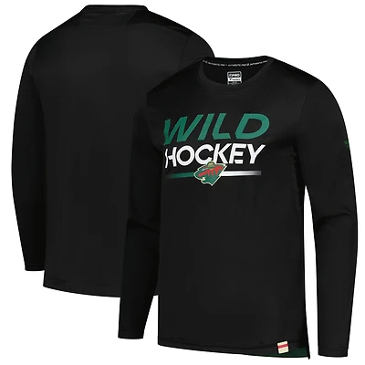 Men's Fanatics Black Minnesota Wild Authentic Pro Tech Long Sleeve T-Shirt