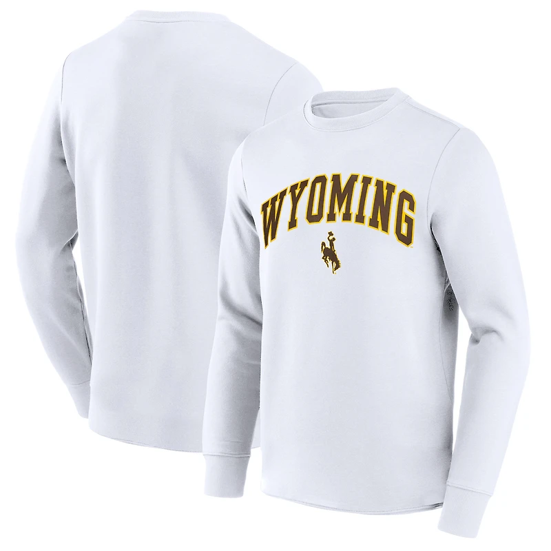 Men's White Wyoming Cowboys Basic Arch Long Sleeve T-Shirt