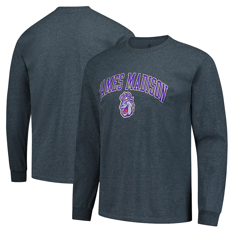Men's  Heather Charcoal James Madison Dukes Basic Long Sleeve T-Shirt