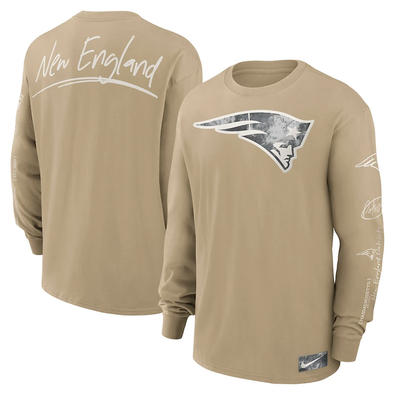 Men's Nike Tan New England Patriots Essential Statement Max90 Long Sleeve T-Shirt