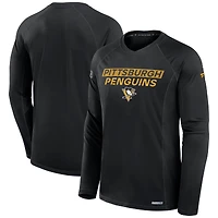 Men's Fanatics Black Pittsburgh Penguins Authentic Pro Rink Tech Raglan Long Sleeve T-Shirt