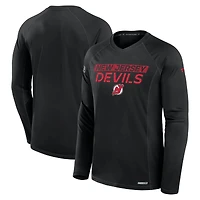 Men's Fanatics Black New Jersey Devils Authentic Pro Rink Tech Raglan Long Sleeve T-Shirt