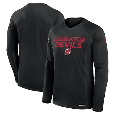 Men's Fanatics Black New Jersey Devils Authentic Pro Rink Tech Raglan Long Sleeve T-Shirt