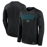 Men's Fanatics Black San Jose Sharks Authentic Pro Rink Tech Raglan Long Sleeve T-Shirt
