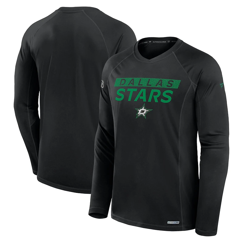Men's Fanatics Black Dallas Stars Authentic Pro Rink Tech Raglan Long Sleeve T-Shirt
