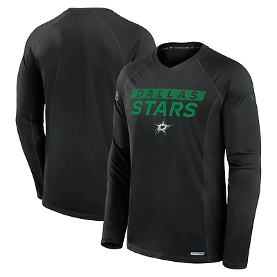 Men's Fanatics Black Dallas Stars Authentic Pro Rink Tech Raglan Long Sleeve T-Shirt