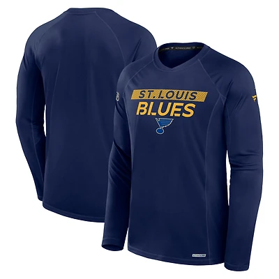 Men's Fanatics Navy St. Louis Blues Authentic Pro Rink Tech Raglan Long Sleeve T-Shirt