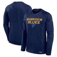 Men's Fanatics Navy St. Louis Blues Authentic Pro Rink Tech Raglan Long Sleeve T-Shirt