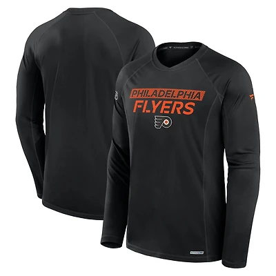 Men's Fanatics Black Philadelphia Flyers Authentic Pro Rink Tech Raglan Long Sleeve T-Shirt