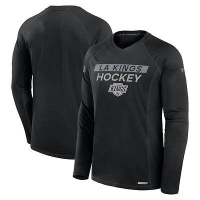Men's Fanatics Black Los Angeles Kings Authentic Pro Rink Tech Raglan Long Sleeve T-Shirt