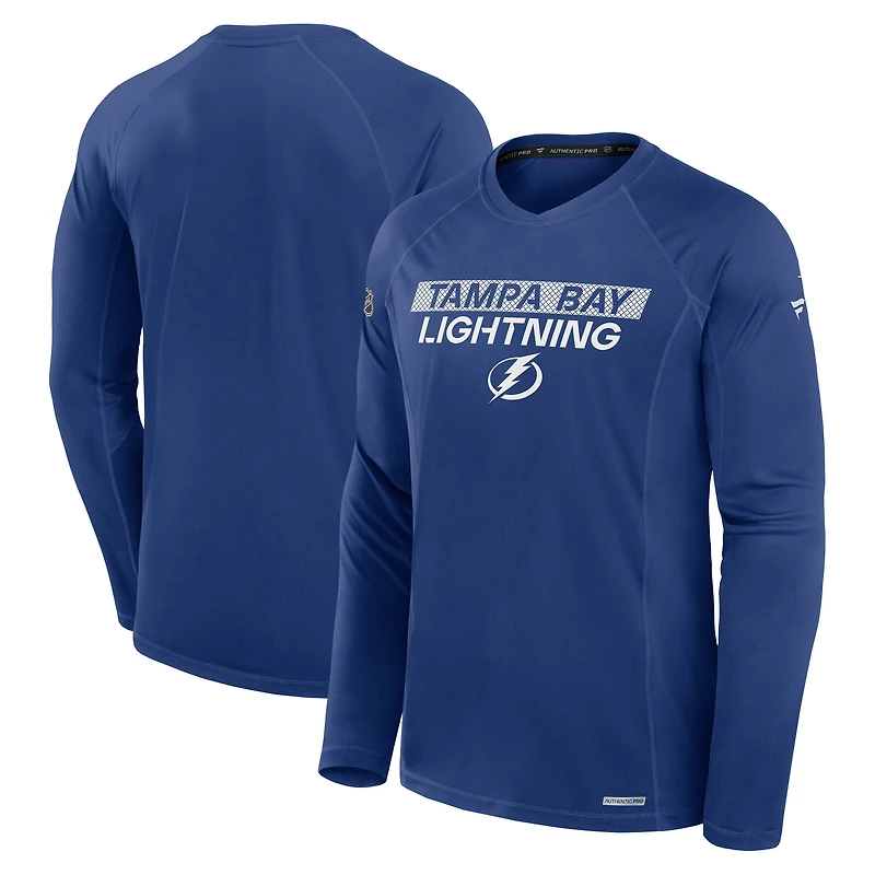Men's Fanatics Blue Tampa Bay Lightning Authentic Pro Rink Tech Raglan Long Sleeve T-Shirt