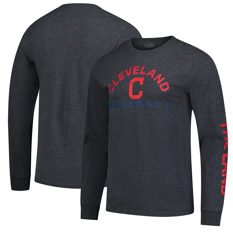 Men's Fanatics Heather Charcoal Cleveland Guardians Component Long Sleeve T-Shirt