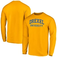 Men's Fanatics  Gold Drexel Dragons Arched Name Long Sleeve T-Shirt