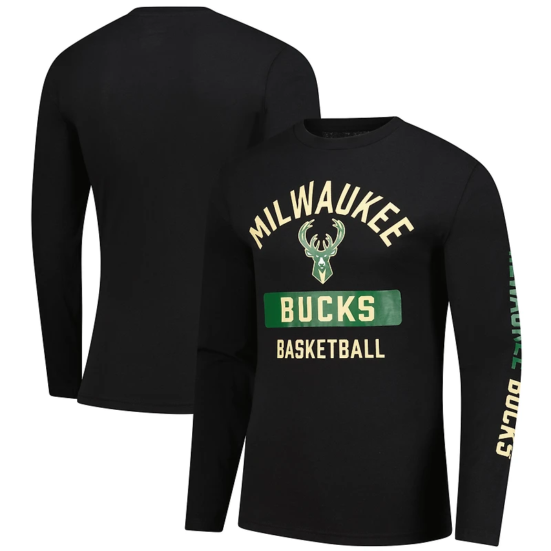 Men's Fanatics  Black Milwaukee Bucks Long Sleeve T-Shirt