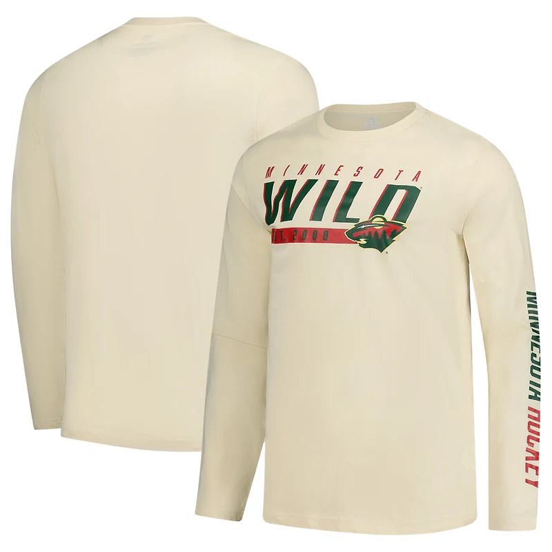 Men's Fanatics  Cream Minnesota Wild Long Sleeve T-Shirt