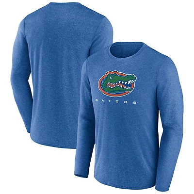 Men's Fanatics  Heather Royal Florida Gators Defender Team Logo Long Sleeve T-Shirt