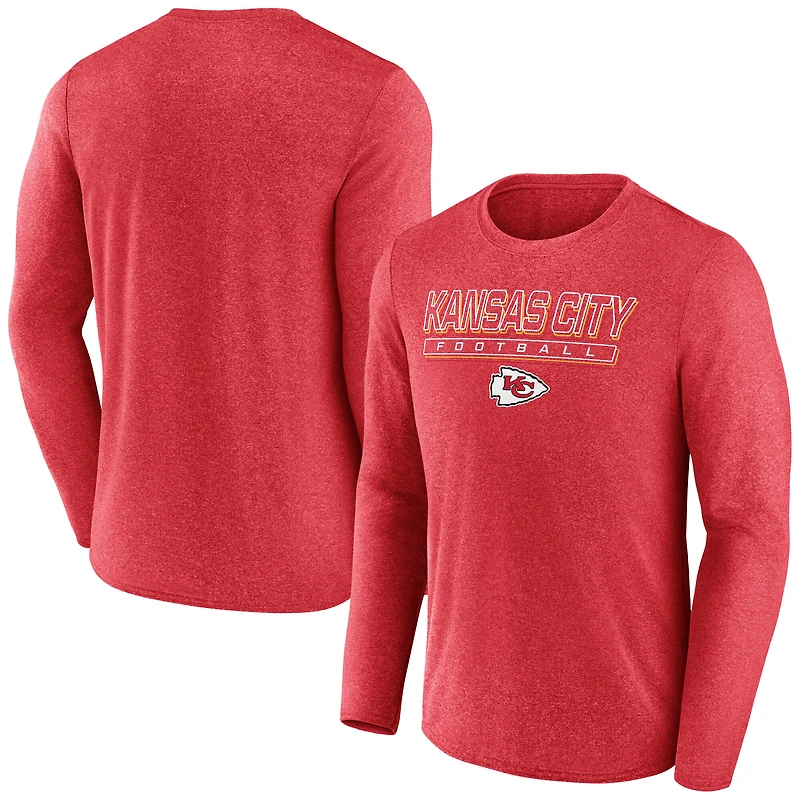 Men's Fanatics Heather Red Kansas City Chiefs Fundamentals Long Sleeve T-Shirt