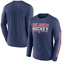 Men's Fanatics Heather Navy Columbus Blue Jackets Sweep Iconic Synthetic Long Sleeve T-Shirt