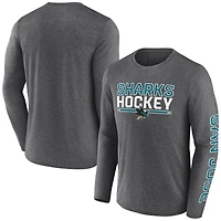 Men's Fanatics Heather Charcoal San Jose Sharks Sweep Iconic Synthetic Long Sleeve T-Shirt