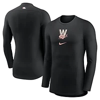 Men's Nike  Black Washington Nationals City Connect Base Layer Raglan Long Sleeve Performance T-Shirt