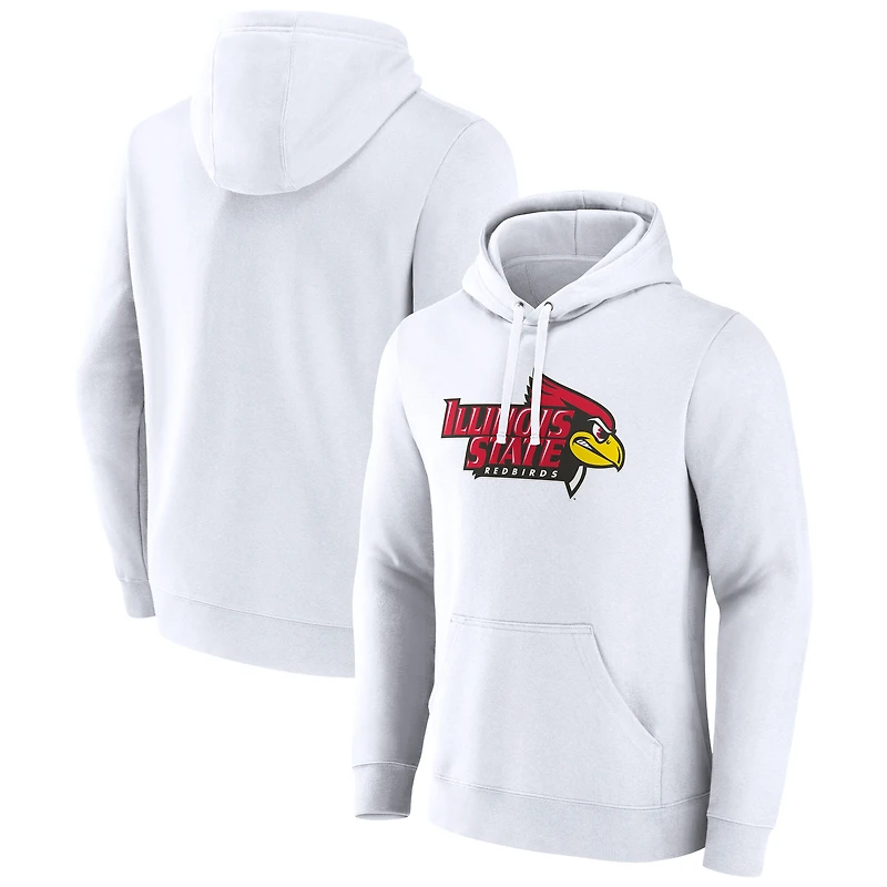 Men's Fanatics White Illinois State Redbirds Primary Logo Pullover Hoodie