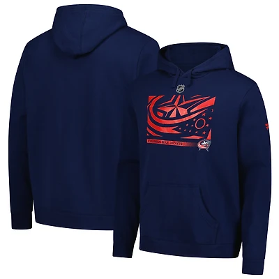 Men's Fanatics Navy Columbus Blue Jackets Authentic Pro Fleece Pullover Hoodie
