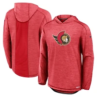 Men's Fanatics Heather Red Ottawa Senators Authentic Pro Rink Pullover Hoodie