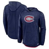 Men's Fanatics Heather Navy Montreal Canadiens Authentic Pro Rink Pullover Hoodie