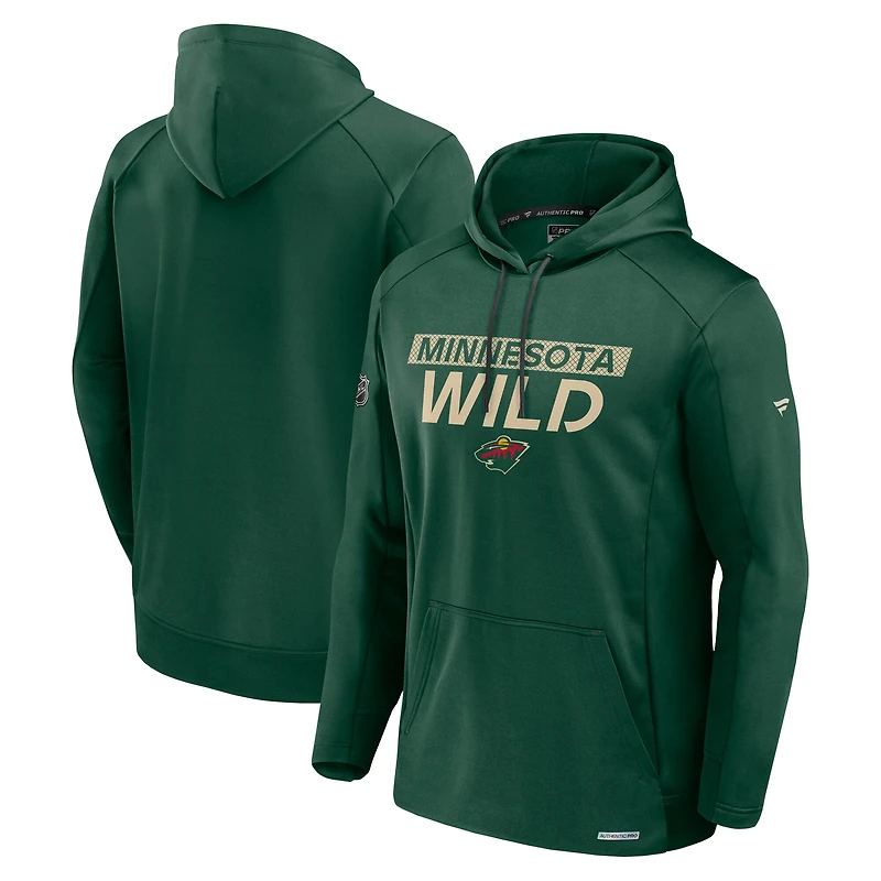 Men's Fanatics Green Minnesota Wild Authentic Pro Rink Hoodie