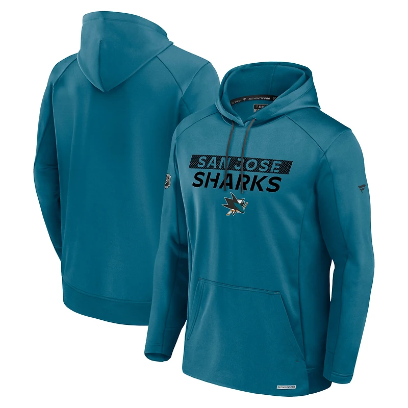 Men's Fanatics Teal San Jose Sharks Authentic Pro Rink Hoodie