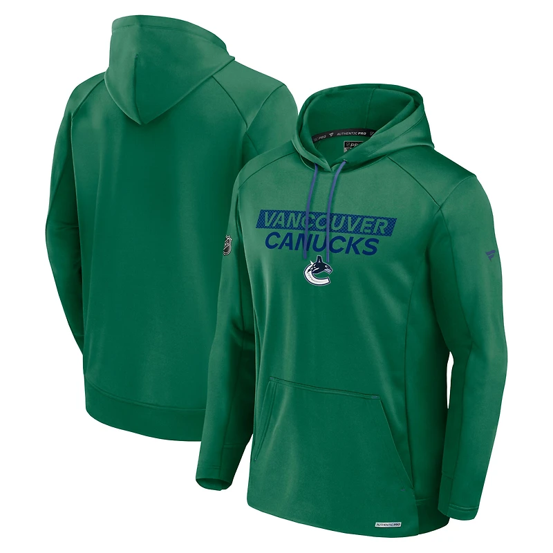 Men's Fanatics Green Vancouver Canucks Pro Rink Fleece Pullover Hoodie
