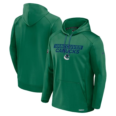 Men's Fanatics Green Vancouver Canucks Pro Rink Fleece Pullover Hoodie