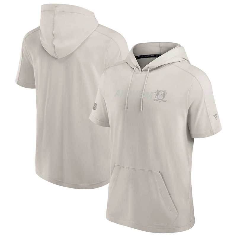 Men's Fanatics Light Gray Anaheim Ducks Authentic Pro Road Short Sleeve Pullover Hood
