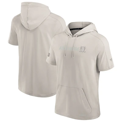 Men's Fanatics Light Gray Anaheim Ducks Authentic Pro Road Short Sleeve Pullover Hood